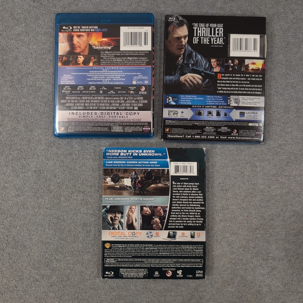 Liam Neeson Blu-ray Lot Taken Extended Taken 2 Unrated Unknown Action Movies - Picture 2 of 2
